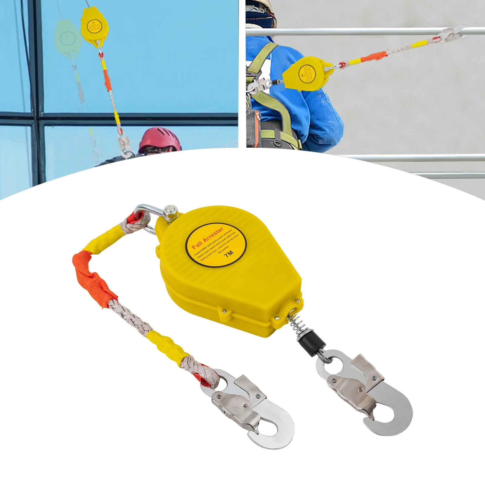 7m Fall Arrestor Tower Crane Self-locking Self Retracting Lifeline Cargo Working Aerial Work Anti Fall Safety Device 100kg