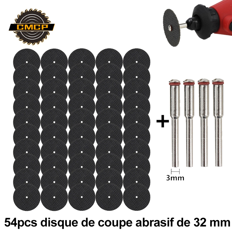 CMCP disque de coupe abrasif 32mm avec mandrins meules de meulage pour accessoires Dremel outil rotatif de coupe en métal lame de scie