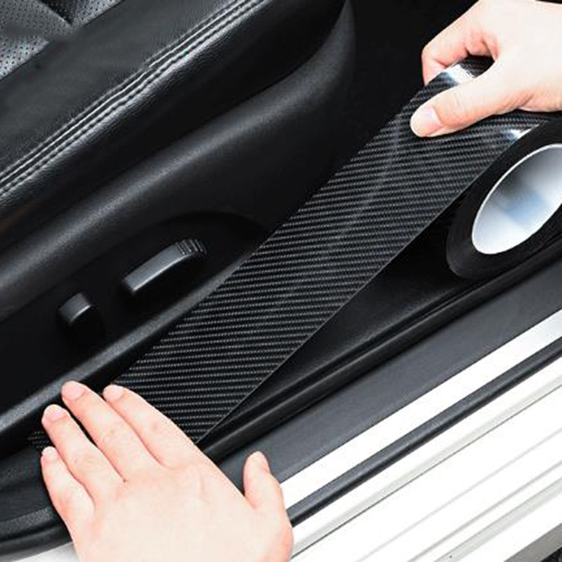 10/5M 3D คาร์บอนไฟเบอร์รถสติกเกอร์ DIY วาง Protector Strip Auto ประตูด้านข้างกระจก Anti Scratch เทปกันน้ําป้องกันฟิล์ม