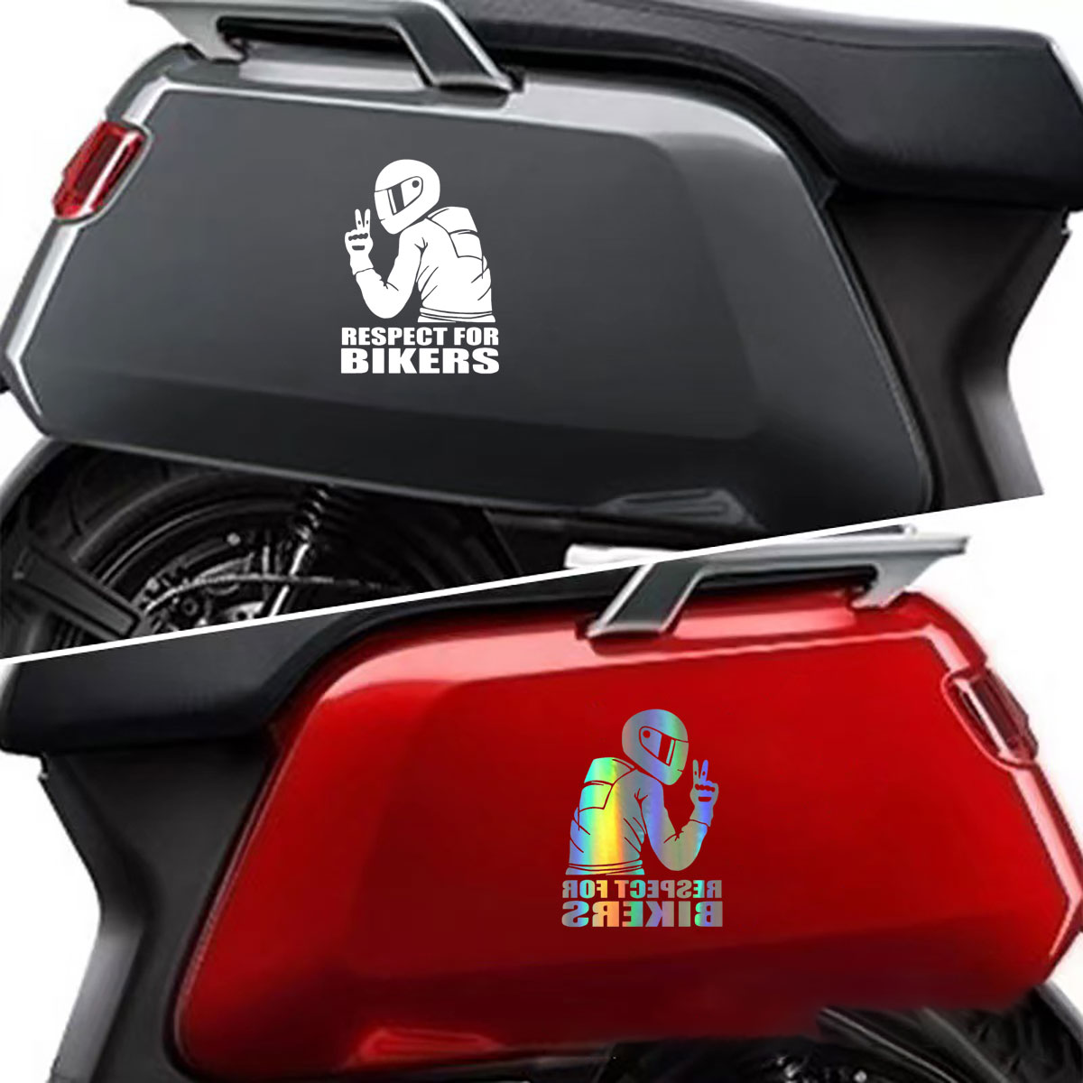 1Pcs RESPECT FOR BIKERS Auto Motorcycle Car Sticker Removable Stickers3D Reflective Stickers Decals Car Decor Accessories