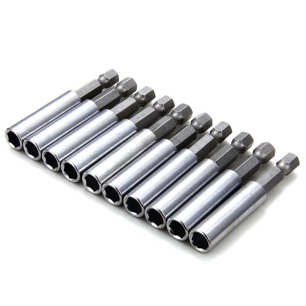 STONEGO 1PC/10PCS Magnetic Screwdriver Extension Holder Set, 60mm Length, 1/4in Hex Shank, Drill Bit Adapter