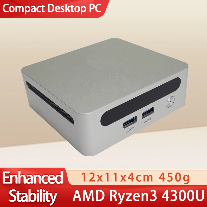 Mini PC Windows 11 Pro AMD Ryzen3 4300U Mini Computer 8GB/16GB/32GB DDR4 256GB/512GB/1TB PCIE M.2 SSD WiFi6 BT5.2 Small computer