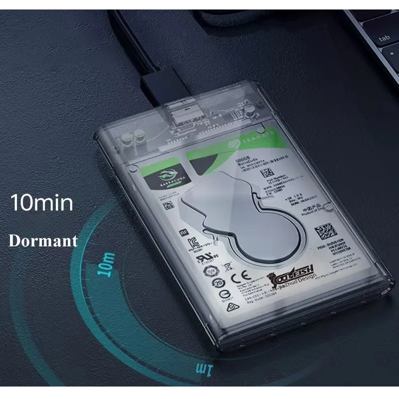 2.5-Inch SATA HDD/SSD Enclosure with Transparent Design, Universal USB 2.0 External Conversion Kit