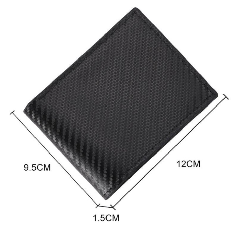 Portafoglio corto da uomo con motivo in fibra di carbonio, fermasoldi di grande capacità, portamonete multiplo bifold sottile minimalista con finestra identificativa