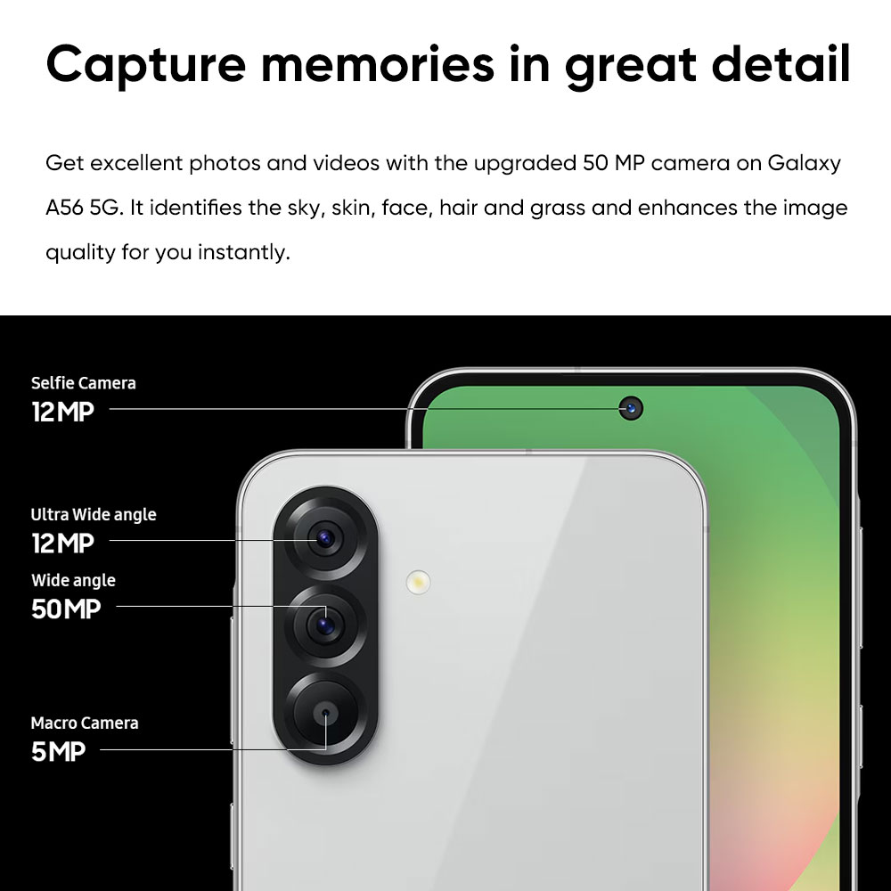 Versión Global Samsung Galaxy A56 Exynos 1580 5G Smartphone 6,7 "Super AMOLED 120Hz Pantalla 50MP Cámara 5000mAh 45W Carga Rápida