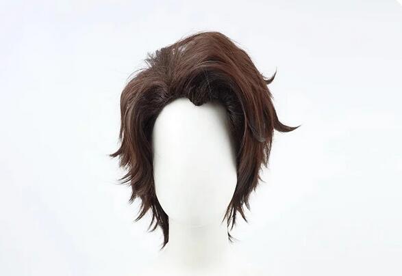 Peluca sintética corta marrón para Cosplay, pelo de Anime sintético para hombres, fiesta de Halloween