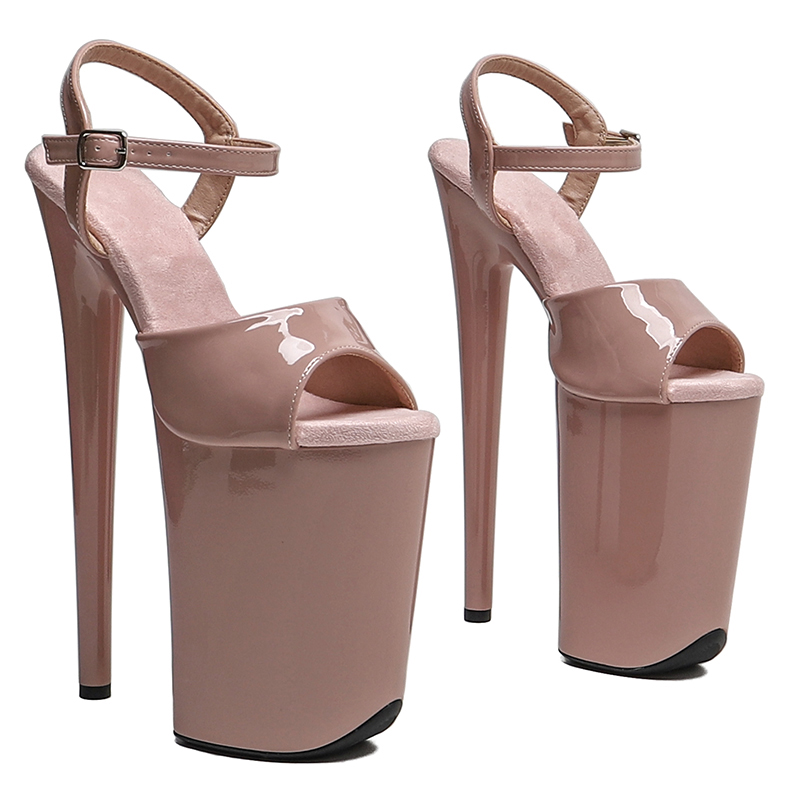 Leecabe 23CM / 9 Zoll Patent PU Obermaterial Offene Spitze Mode Plattform High Heels Sandalen Stripper Ferse Pole Dance Schuhe