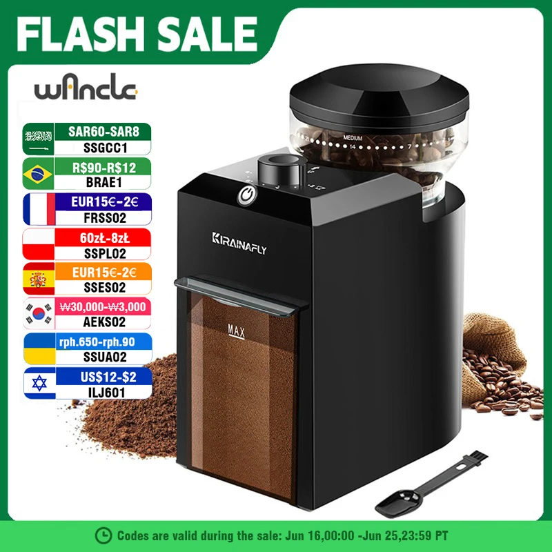 Electric Coffee Grinder Automatic Burr Mill Coffee Bean Grinding with 28 Grind Settings for Espresso French Press 2-12 Cups