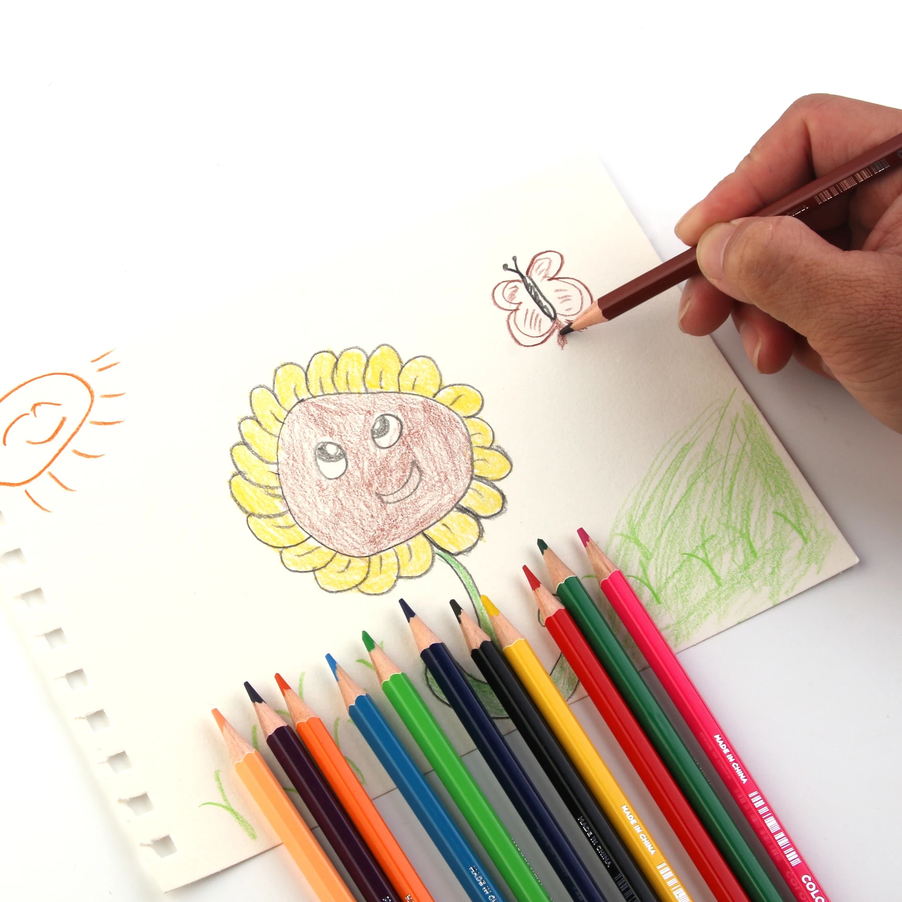 モタノカラーペンシルセット、水彩画、学校、オフィス、書き込み、文房具、描画、スケッチ、画材、12個