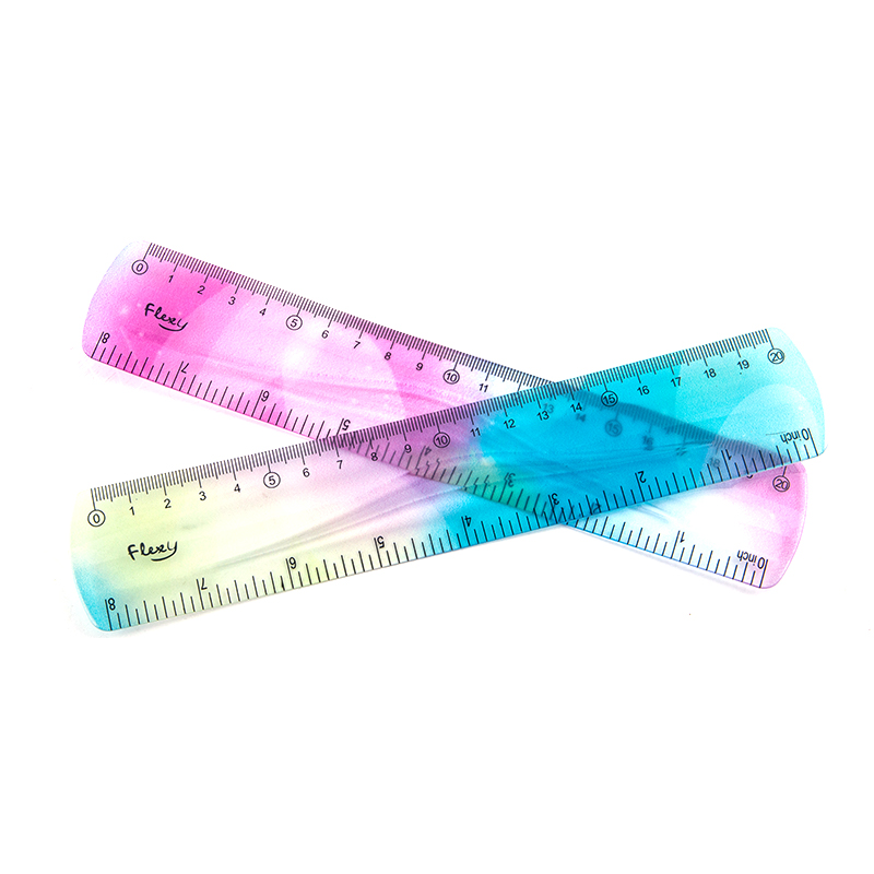 Régua flexível de estudante colorida transparente, Polegada e métrica, 30 cm, 12 Polegada, 20 cm, 8 Polegada, 15 cm, 6 Polegada