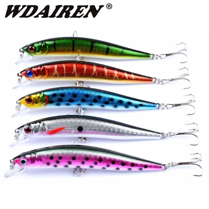 1 Chiếc Minnow Mồi Câu Cá 10Cm 8.5G Nổi Wobblers Giải Quyết Laser Mồi 3D Mắt Nhân Tạo Crankbait Cho bass Pike Swimbait