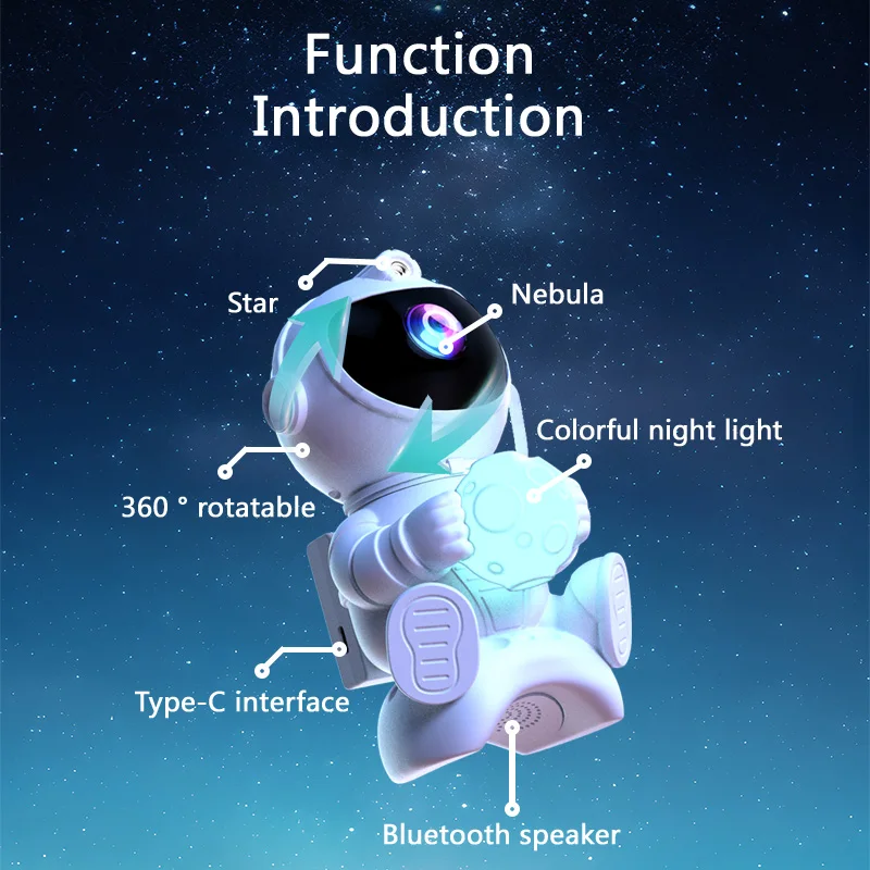 Astronauta LED projektor gwiazdowy lampka nocna projektor Galaxy głośnik Bluetooth do wystroju sypialni prezent dla dzieci lampa gwiaździste niebo