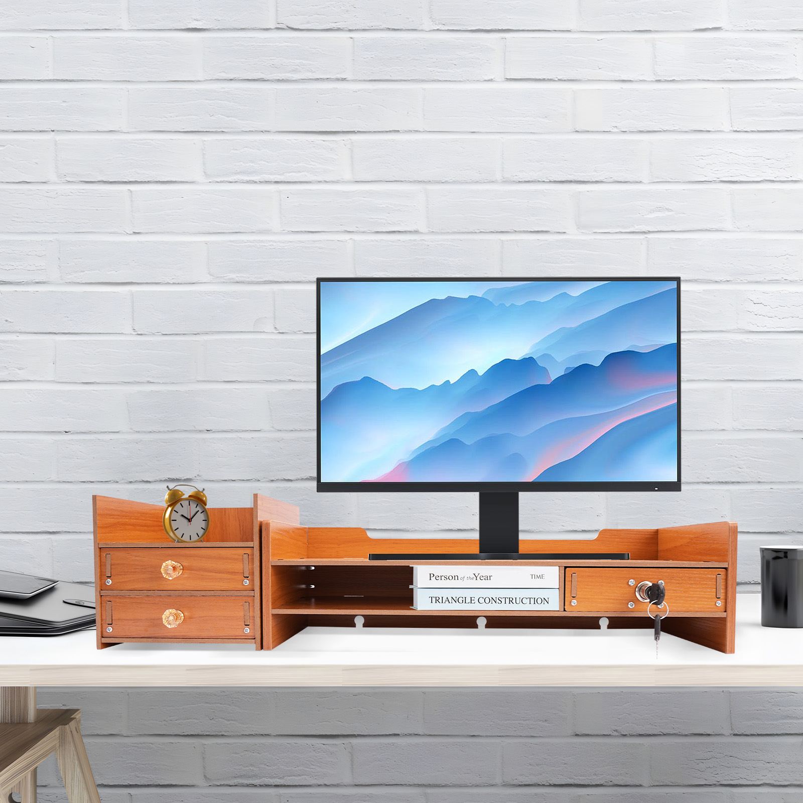 Schreibtisch-Organizer aus Holz mit Schubladen, Bürobedarf, Computer-Desktop, Tisch-Computertisch