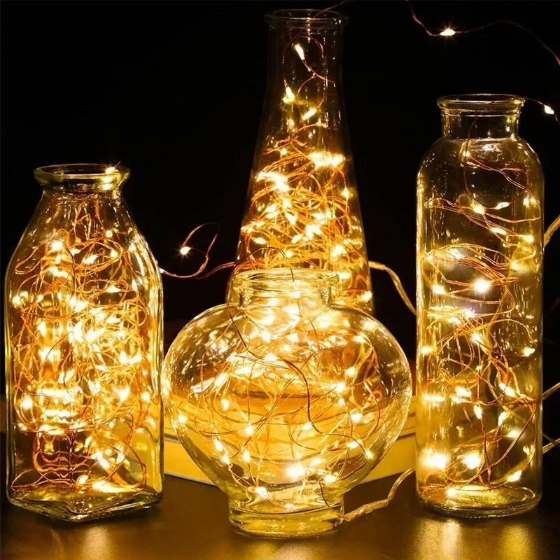 ไฟ LED Fairy ปุ่มแบตเตอรี่ Light String คริสต์มาสงานแต่งงานปีใหม่ห้องนอนห้องนั่งเล่นตกแต่งสวน Garland