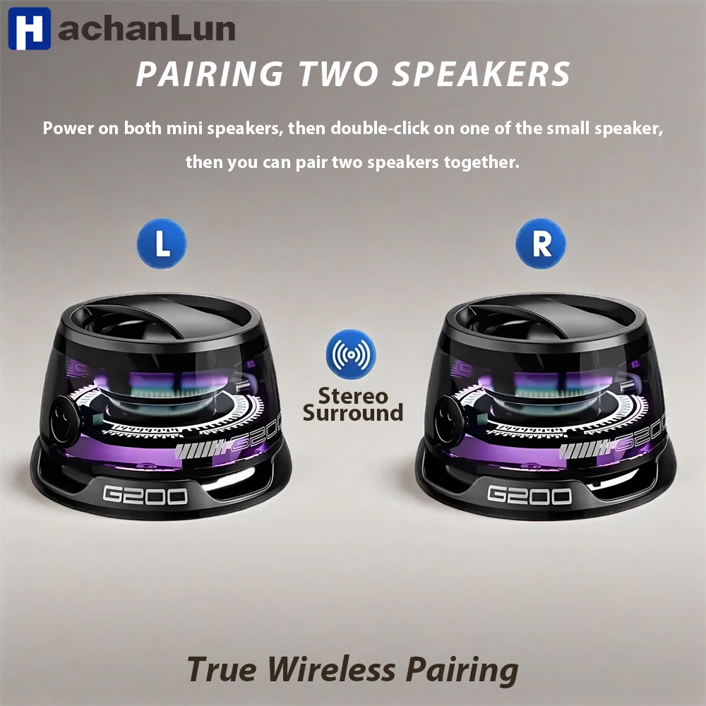 Przenośny głośnik Bluetooth 5.3 G200 oświetlenie RGB głośnik magnetyczny BT5.3 Mini Sound Box 7 godzin odtwarzania uchwyt na telefon głośnik