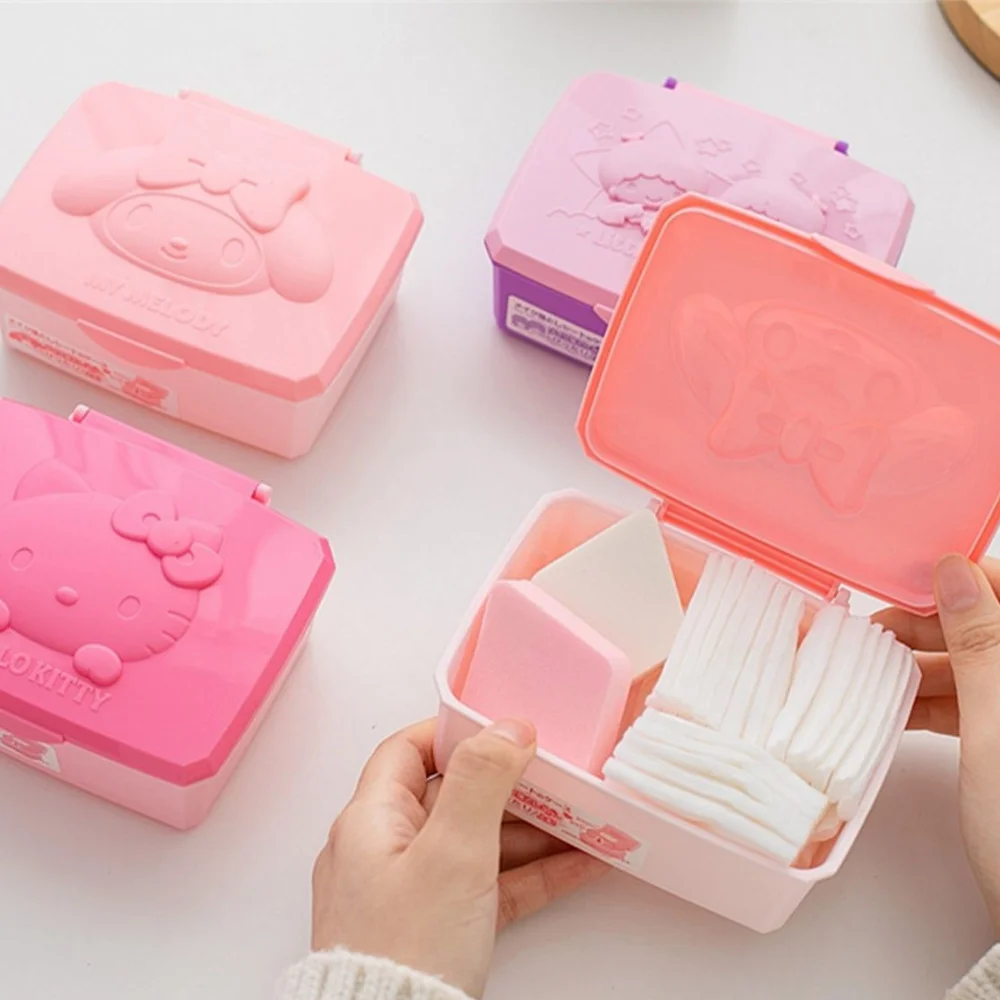 Sanrio Hello Kitty Melody Opbergdoos Cartoon KT Kat Desktop Organizer Voor Accessoires Verpakking Wattenstaafje Meisjes Geschenken