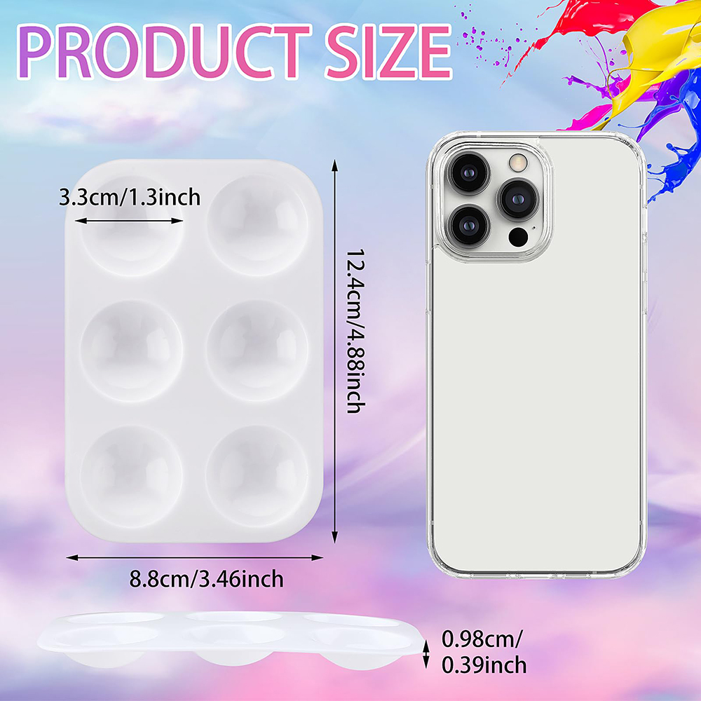 Farbtablett-Palette, 6-Grad-Mini-Aquarell-Farbpalett aus Kunststoff für Kunstmalerei und DIY-Bastelklasse, 2/3/8/20/30 Stück