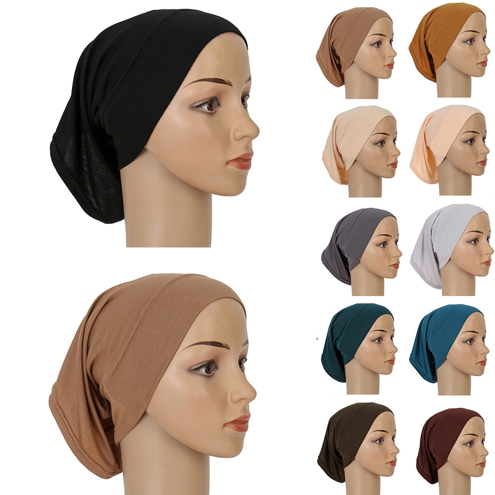 Algodão modal interno hijab undercap muçulmano turbante islam underscarf hijab bonnet macio estiramento hijabs tubo boné turbante mujer chapéu