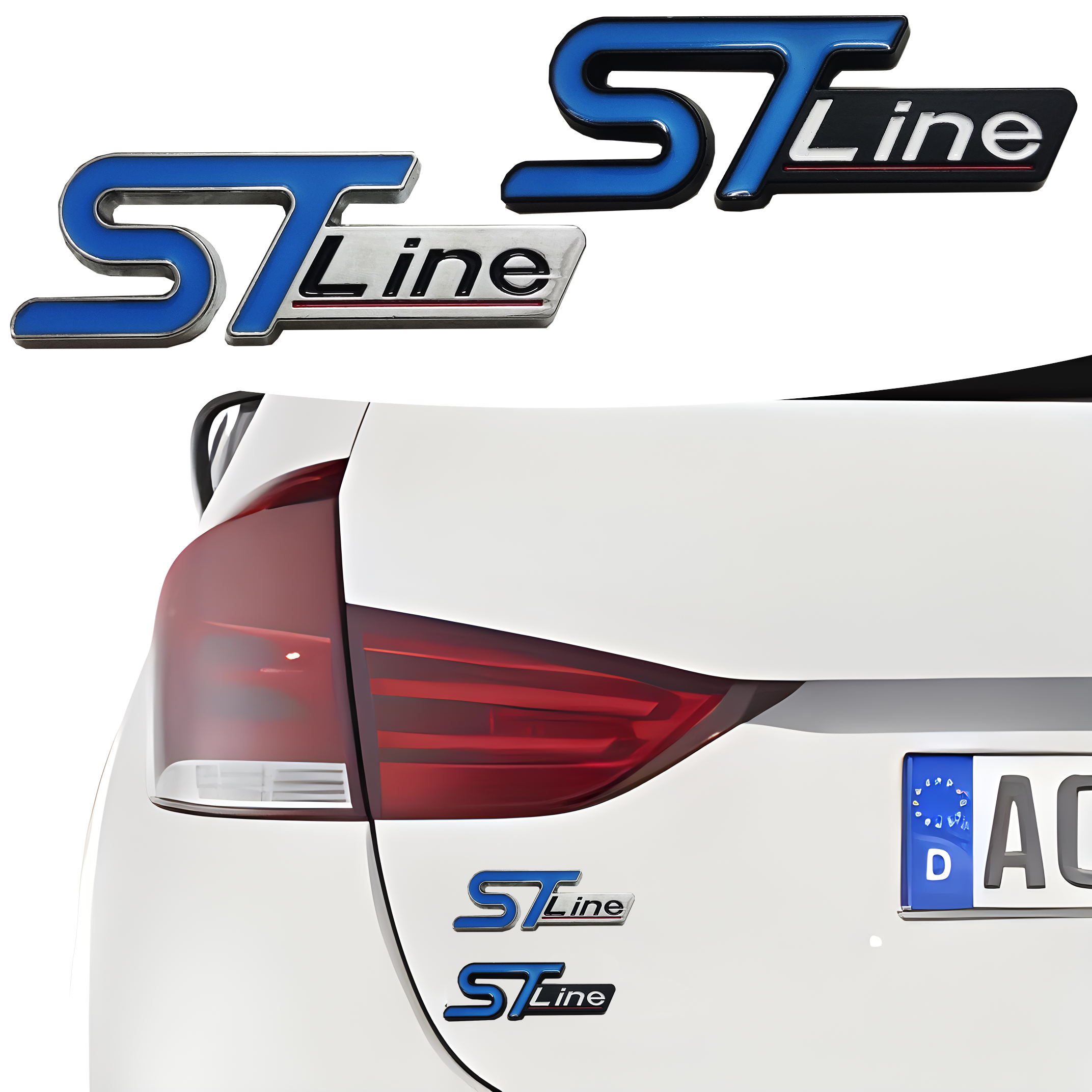 Autocollants automobiles en métal ST-Line pour calandre arrière et garde-boue, applicables à Ford Focus, Mondeo, Edge et Explorer