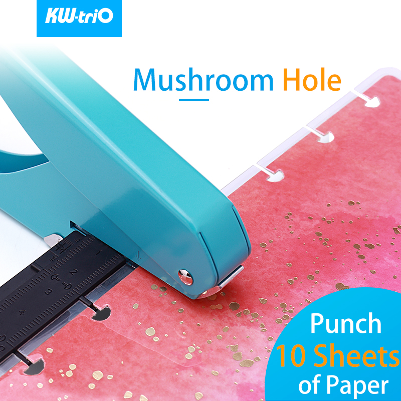 KW-triO Mushroom Hole Single Hole Punch Notebook Standard Punch Machine Mushroom Planner Binding Discs Puncher Office Supplies
