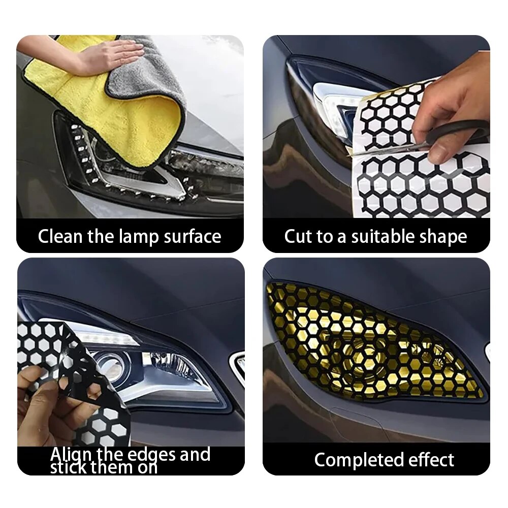 Pegatinas de lámpara de luz trasera de coche, 48cm x 30cm, pegatinas de panal para coche, luces traseras universales con estilo, película protectora, accesorios para coche