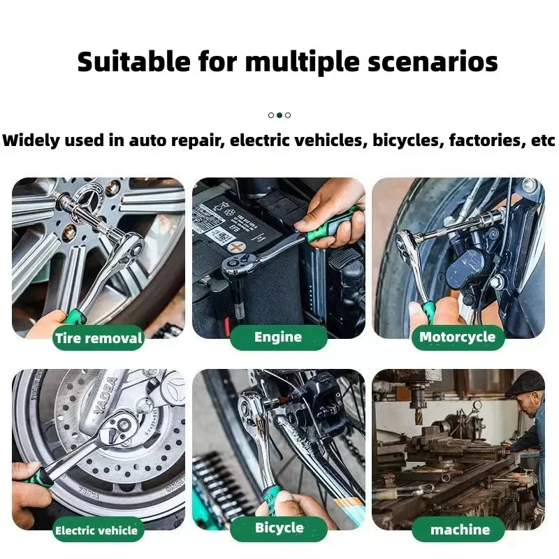 CRV Ratchet Spanner 1/4" 3/8" 1/2" Automotive Mechanic Tool Box Set Garage Car Repair Socket Wrench Set Diy Workshop Hand Tools
