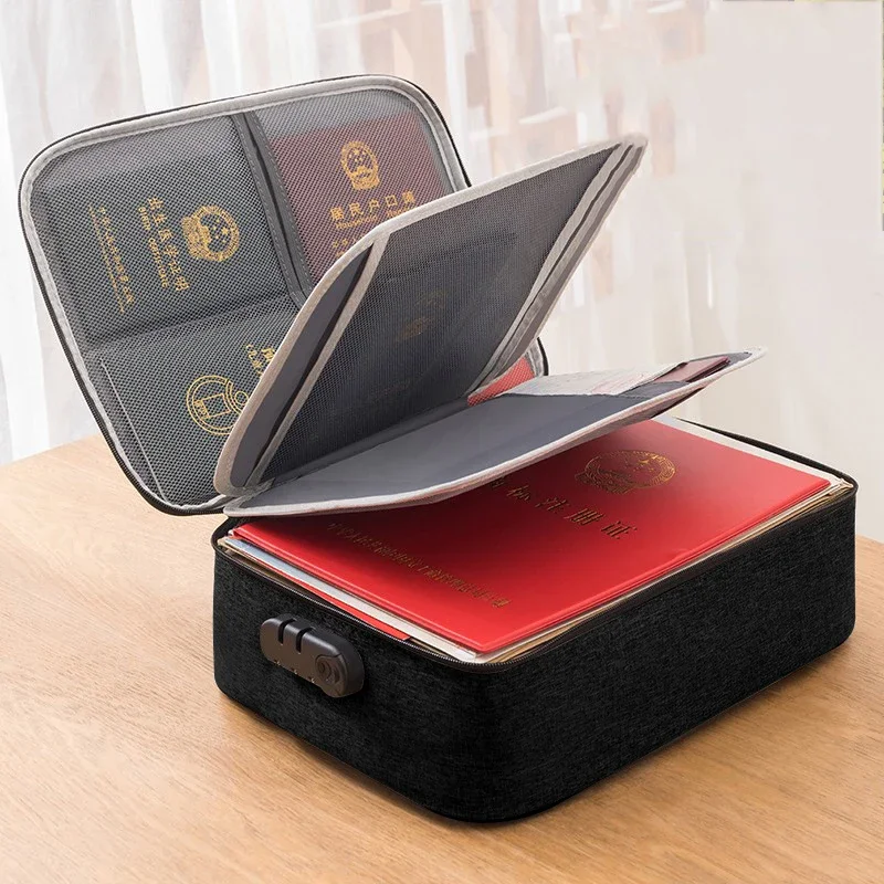 Maletín multifuncional impermeable para oficina, bolsa de almacenamiento de documentos, organizador de tarjetas bancarias, viaje de negocios, accesorio de viaje