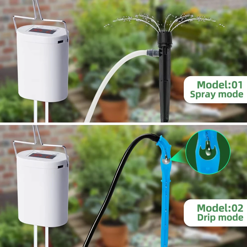 Sistema di irrigazione a goccia a doppia pompa Temporizzatore di irrigazione automatico intelligente Controller per dispositivo di irrigazione per piante intelligenti Uso in giardino