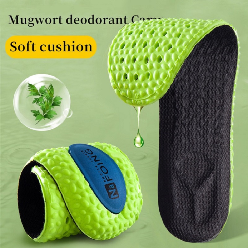 Sport Stoßdämpfung Einlegesohle Grün PU Memory Foam Atmungsaktive Arch Support Orthopädische Schuhe Pad Männer Frauen Fußpflege Schuhe Pad