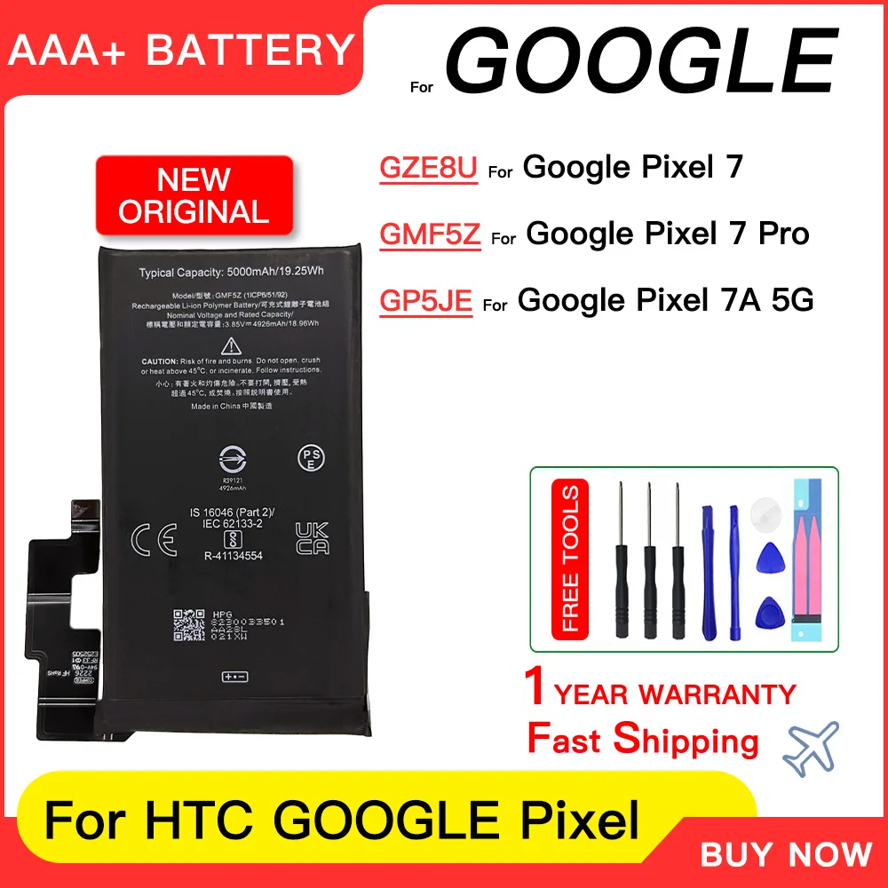 100% genuine Replacement Battery GZE8U GMF5Z GP5JE For HTC Google Pixel 7 7 pro 7A PRO Replace Battery Batteries Batteria+Tools