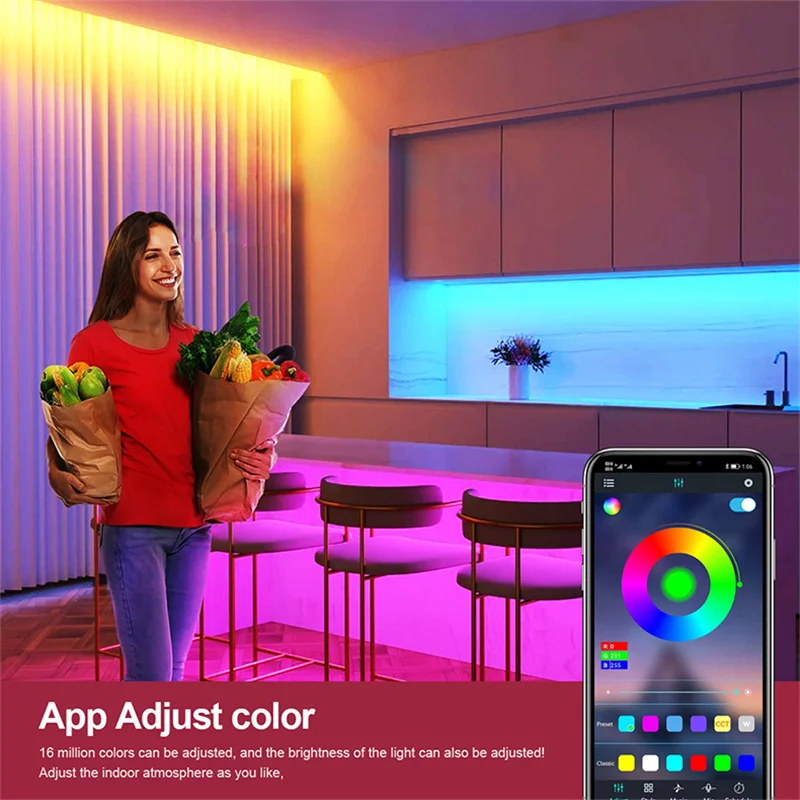 LED z Bluetooth Neon światła linowe 16,4 stopy RGB wąż świetlny LED 5V kontrola aplikacji zmieniająca kolor lampka linowa, światła neonowy pasek LED do gier