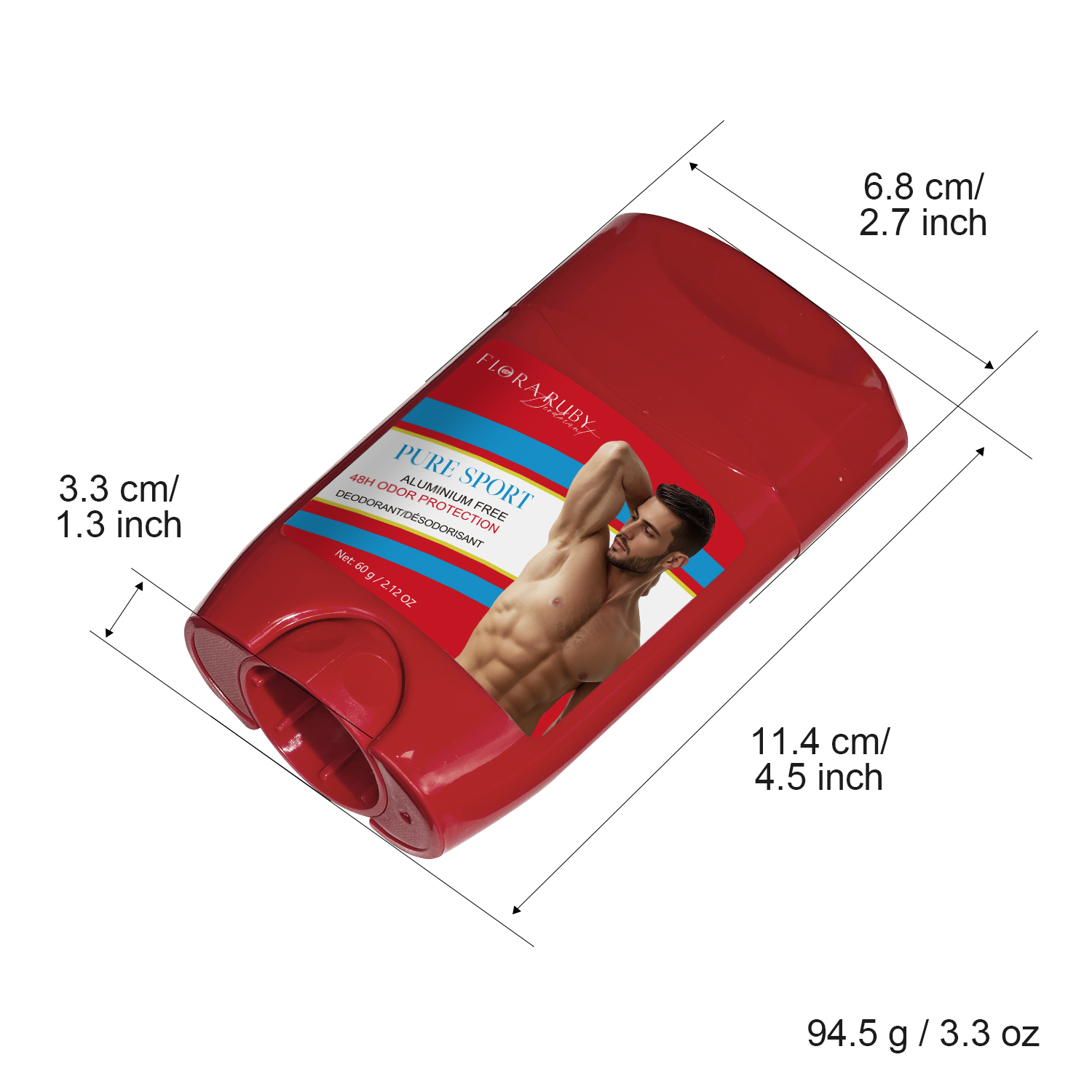 Aluminum Free Deodorant Men,High Endurance,48H Sweat Defense & Odor Protection,Freshness & Lasting,Pure Sport Scent