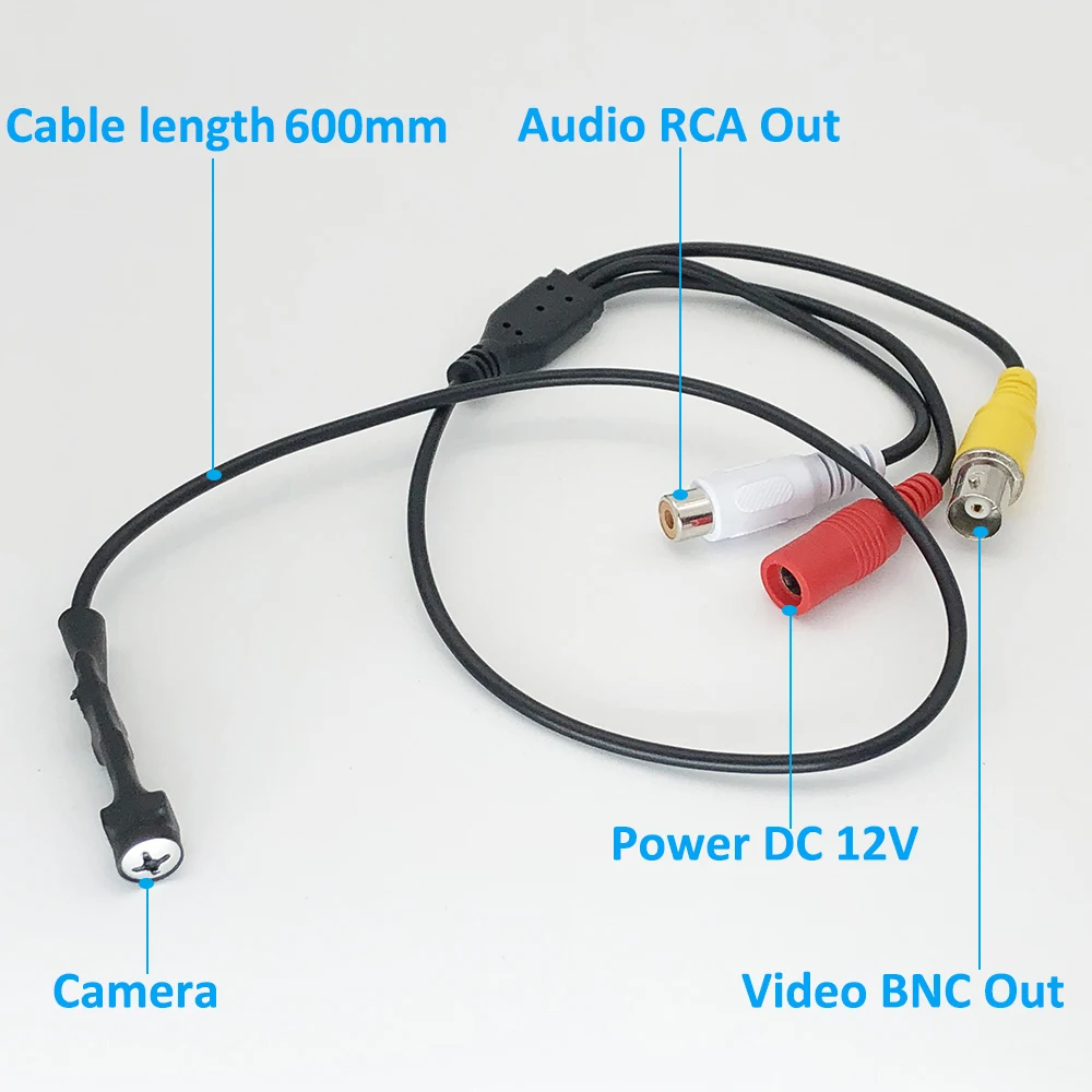 Аналоговая камера безопасности Mini AHD 1080p, объектив 3,7 мм, BNC/RCA/DC, видео/аудио/мощность, вариант PAL/NTSC