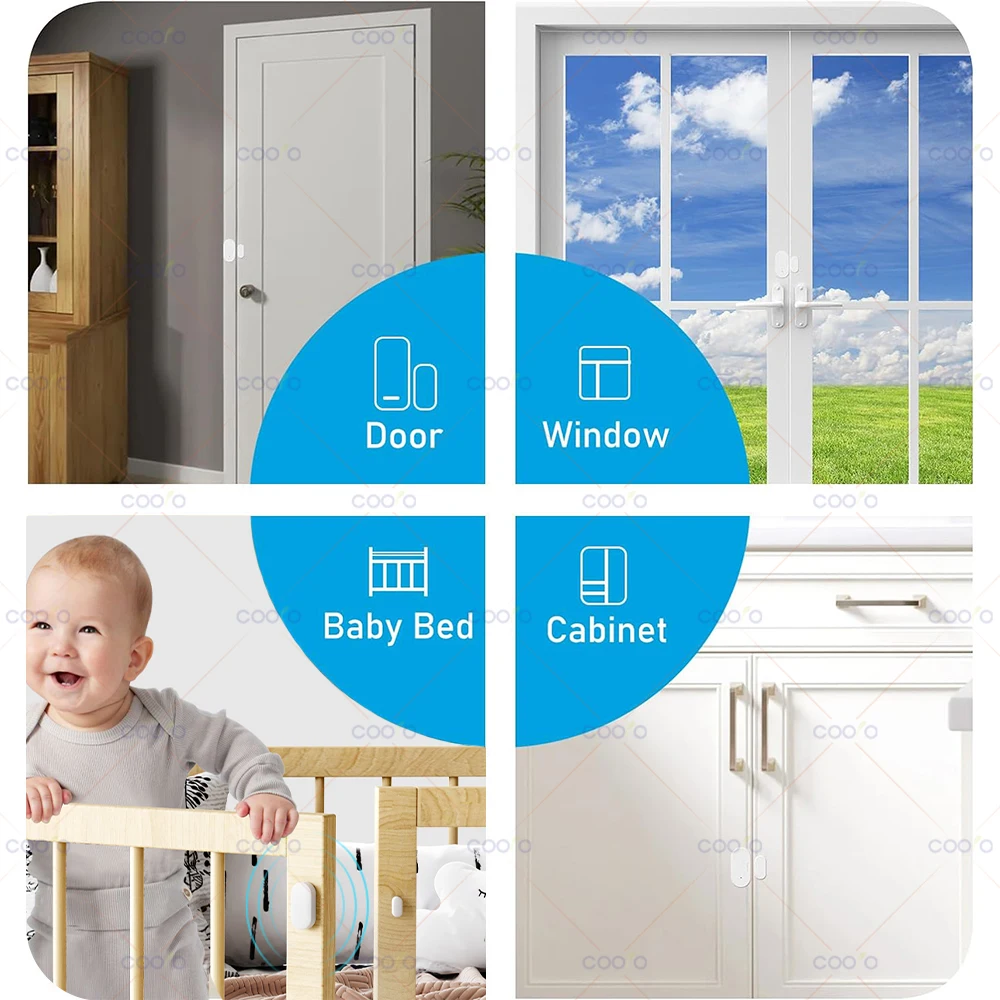 Zigbee-Sensor de contacto inteligente para puerta y ventana, detectores inalámbricos de apertura/cierre, funciona con Alexa, Google Home, asistente doméstico Zigbee2MQTT