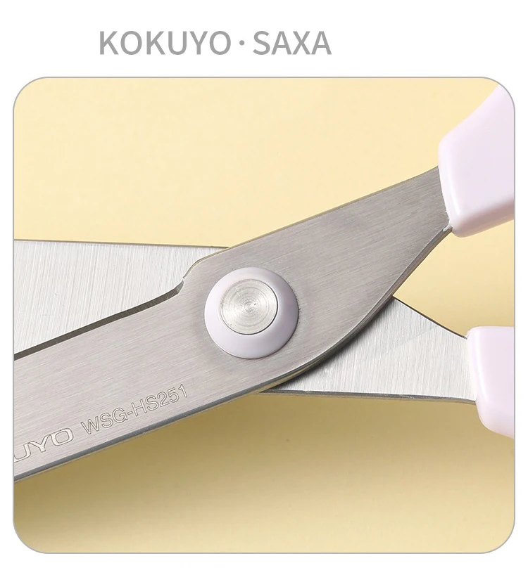 1pc KOKUYO Saxa Scissors, White, Standard Blade, Symmetrical Handle for Both Right-hand and Left-hand