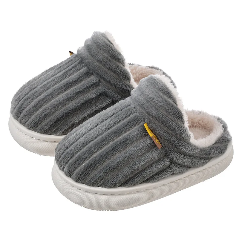 Winterkatoenen kinderpantoffels voor jongens en meisjes, antislip en warme tassen, en ouder-kind pluizig en pluche babykatoen