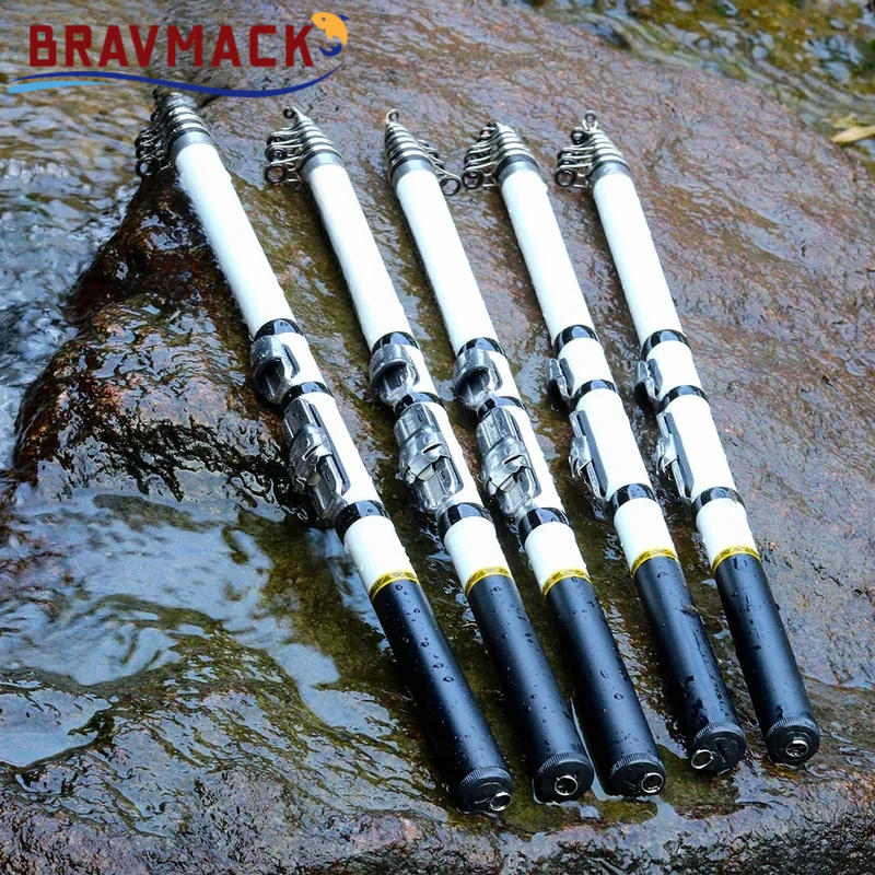 BRAVMACK Koolstofvezel Spinning Hengel Telescopische Mini Pole 3M 2.7M 2.4M 2.1M 1.8M 1.5M Vis Gear Visgerei Hoge Kwaliteit