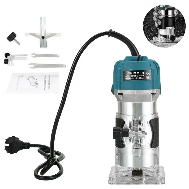 800W Macchina per rifilatura elettrica lavorazione del legno fresatura enching Mano Bordo del legno Router Trimmer Home Fai da te Oli elettrici