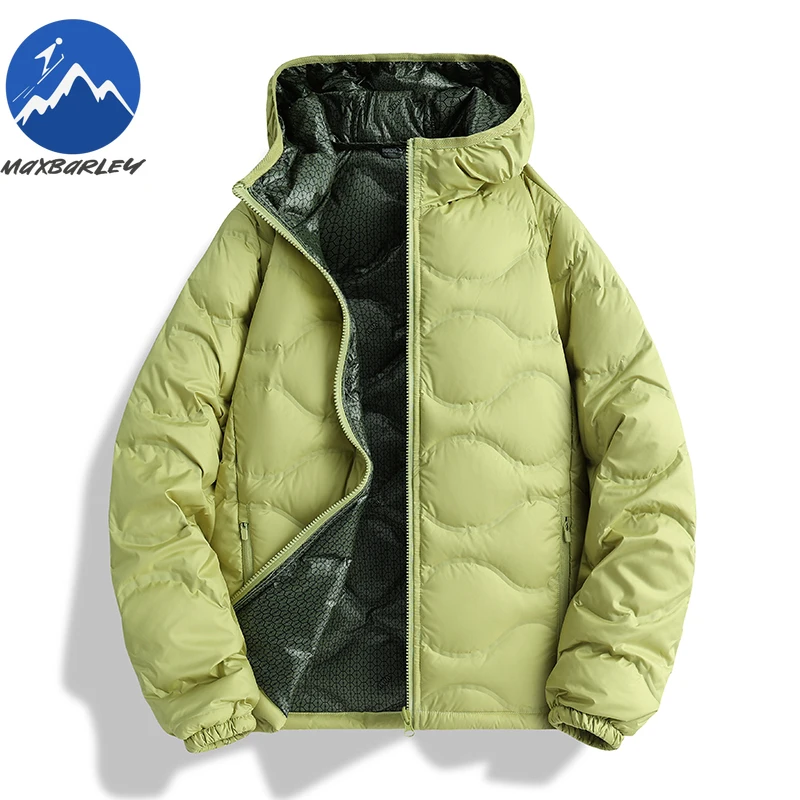 Maxbarley Graphene Daunenjacke für Herren, modisch, Kapuze, Outdoor, Schnee, winddicht, warmer Mantel, Premium-Reise, bequeme Winter-Windjacke