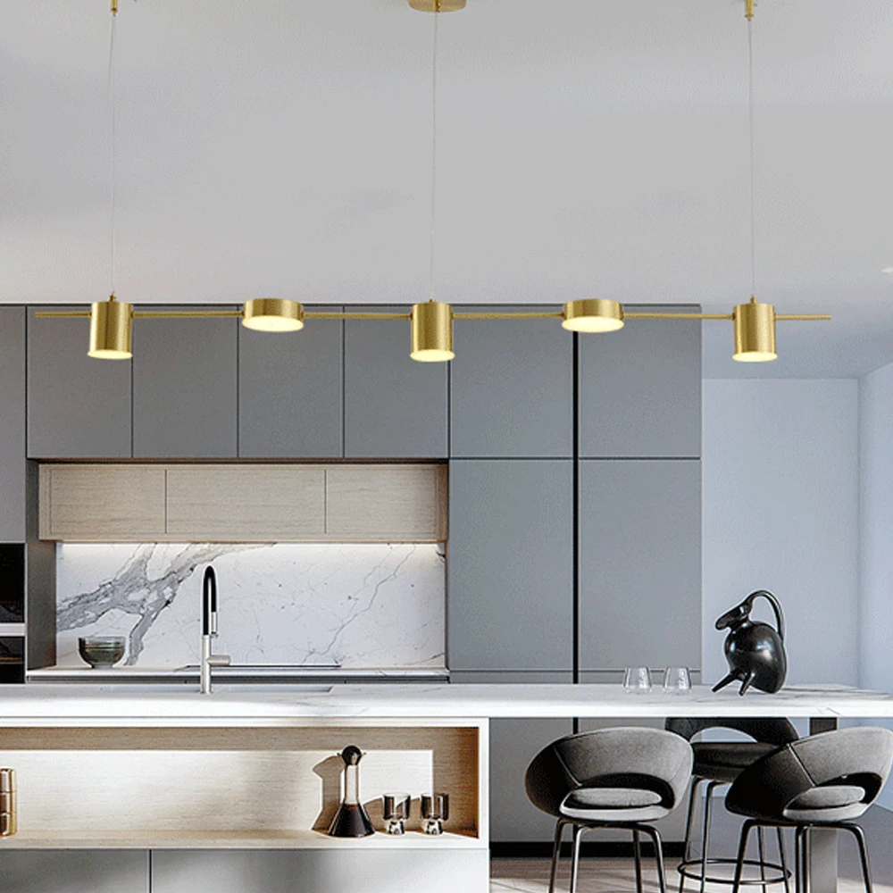 Lámpara colgante minimalista moderna con tiras LED, lámpara colgante de lujo, accesorio de iluminación para cocina, Bar, mesa de comedor