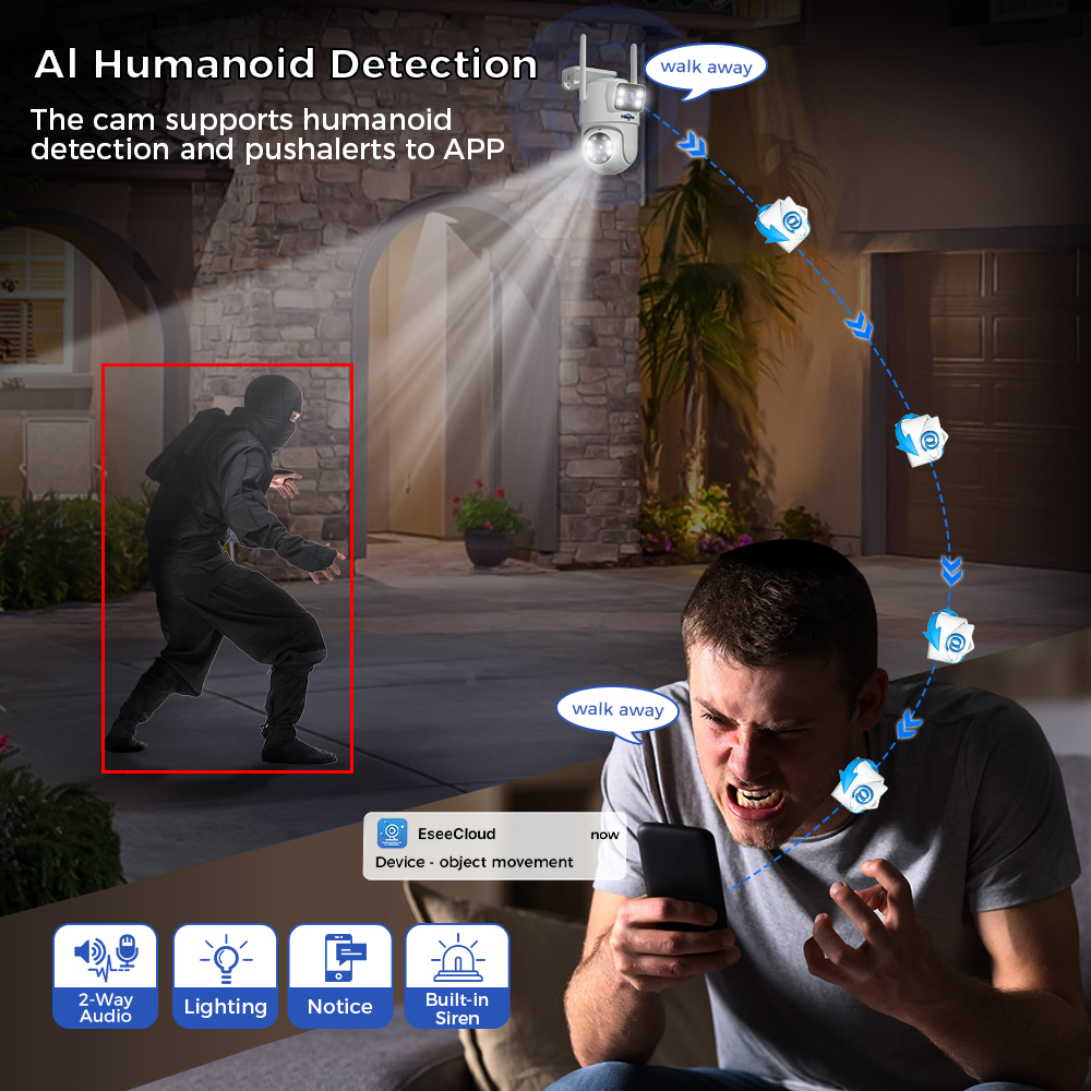 Hiseeu 3K 6MP Dual Lens WiFi CCTV Surveillance Kit Automatic Tracking Color Night Vision P2P 16CH NVR IP Cameras Security System