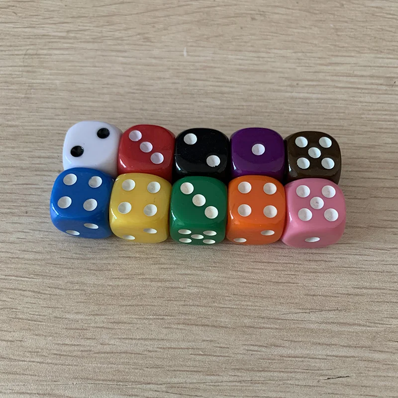 10 unids/lote juego de dados 10 colores acrílico sólido 6 caras dados Club/fiesta/juegos familiares