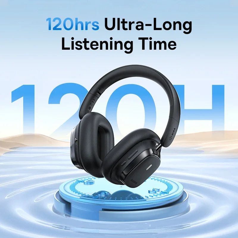 Baseus Bowie 10 Max auriculares inalámbricos 46dB auriculares híbridos con cancelación activa de ruido Bluetooth 5,4 auriculares de alta resolución LHDC 120H