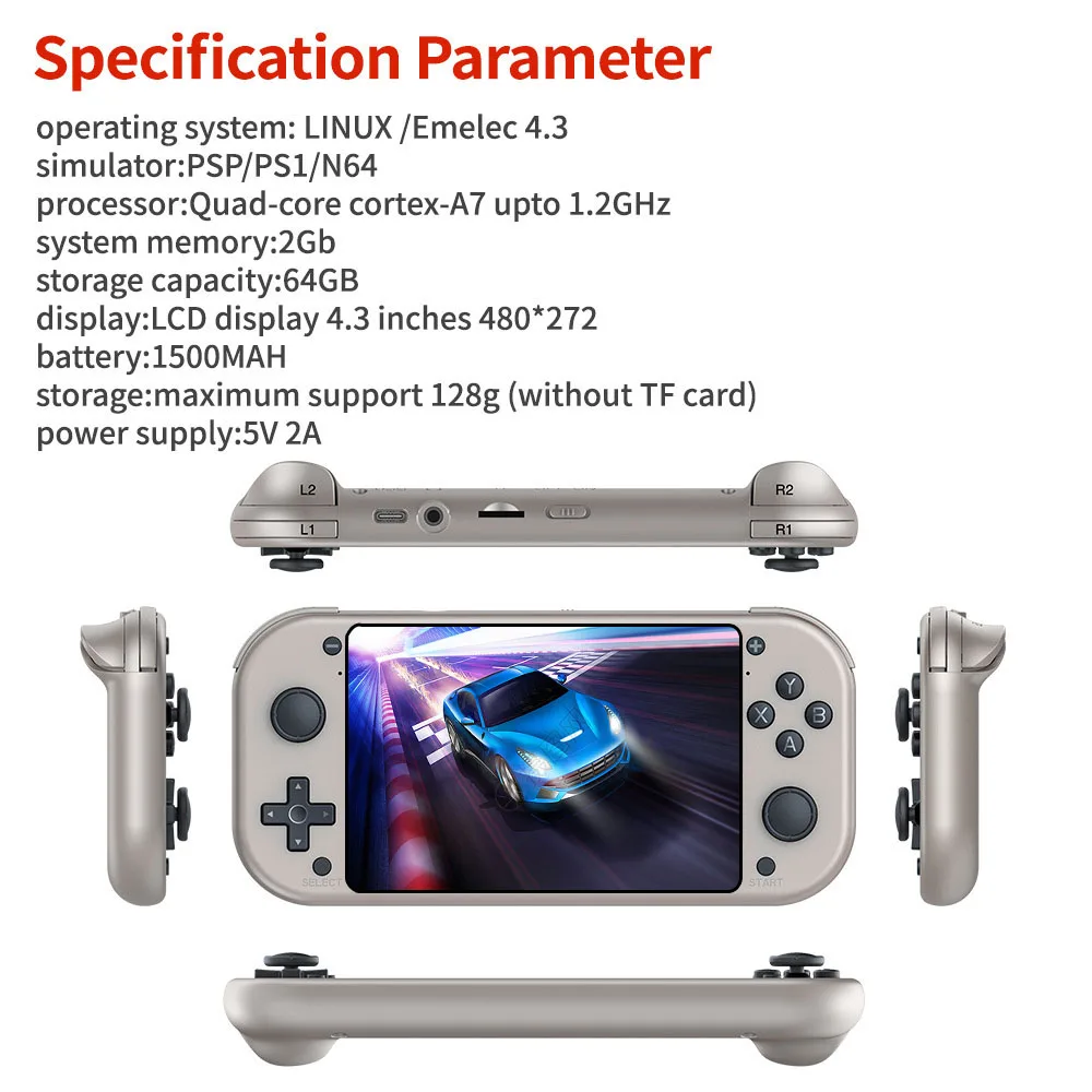 M17 휴대용 콘솔 콘솔 4.3 인치 LCD 화면 레트로 휴대용 비디오 게임 20000 + 내장 25 시뮬레이터 비디오 플레이어