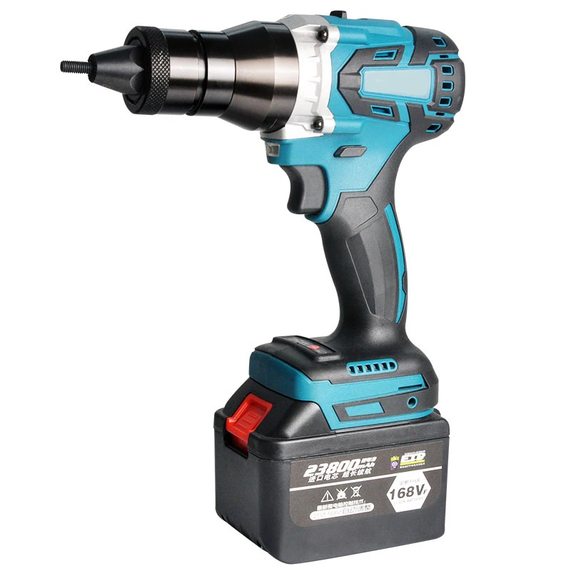 Brushless ไฟฟ้ากดปืนไฟฟ้าอัตโนมัติเต็มรูปแบบ Rivet NUT ปืนหมวกปืนเครื่องมือ Riveter ปืน M3-M12