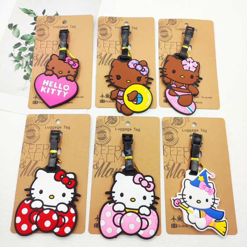Sanrio Gepäckanhänger für Mädchen, Reisegepäckanhänger, Hello Kitty, Koffer, Ausweis, Adresshalter, Gepäck, Boarding, tragbarer Koffer, Ticket