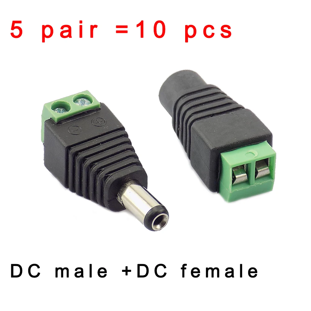 5 pares (10 uds) coaxial Cat5 a Bnc DC enchufe macho conector hembra adaptador de enchufe Av BNC UTP para cámara CCTV Video Balun