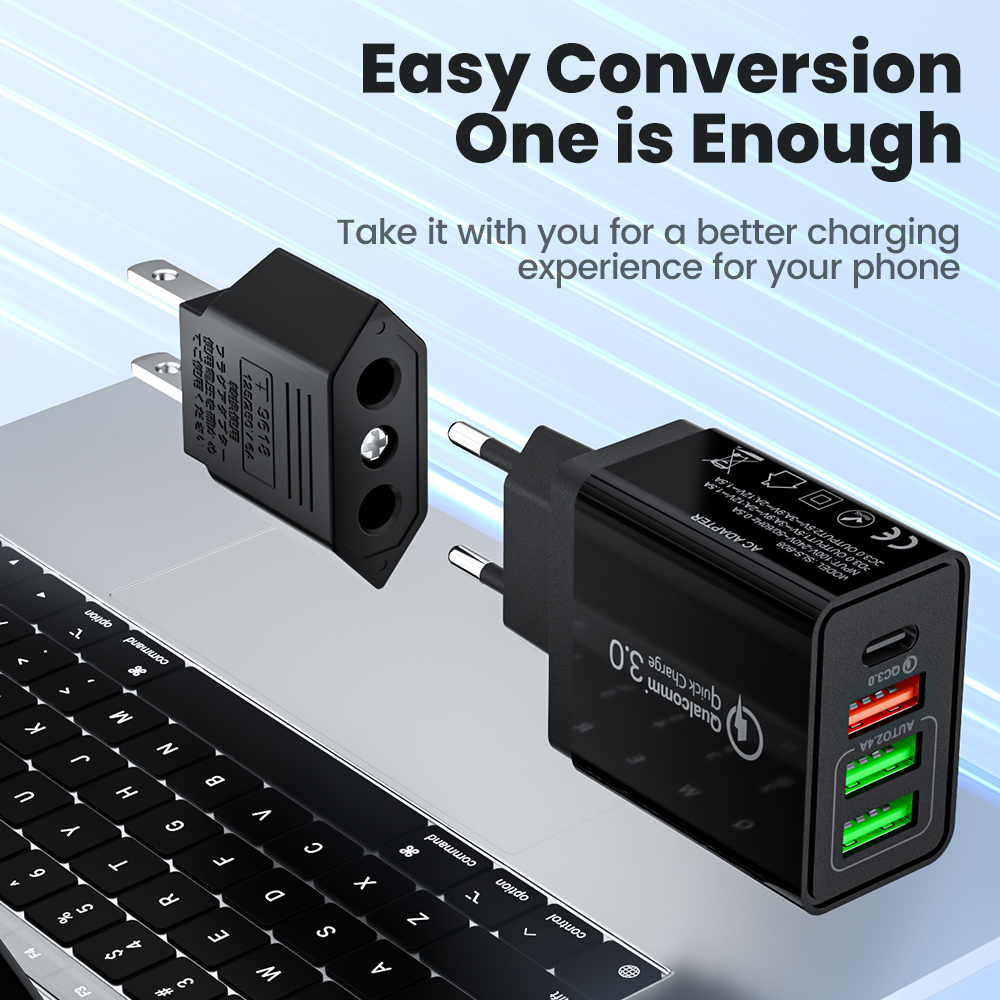Elough 4,0 mm US-zu-EU-Konverterstecker, europäischer EU-zu-US-Amerika-Reisestecker-Adapter, US-zu-EU-Netzteil, elektrischer Stecker