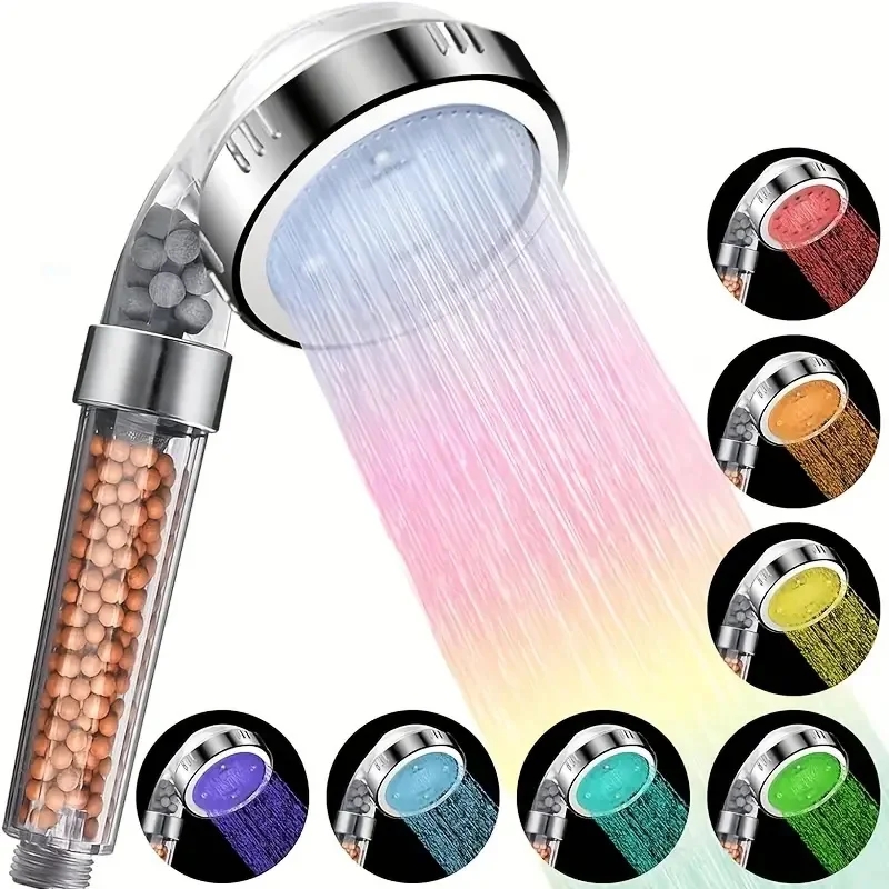 Cabezal de ducha LED de 3/7 colores, luz de ducha LED que cambia automáticamente de Color, cabezal de ducha ahorrador de agua, accesorios de baño