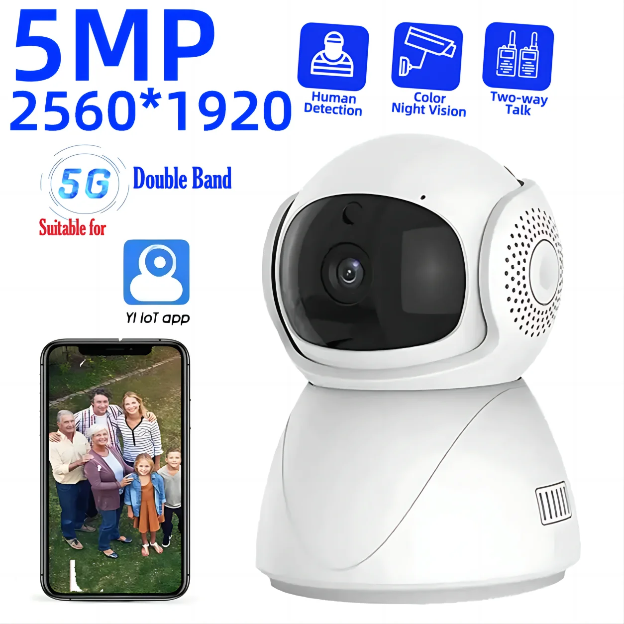 5G YI IoT WiFi Smart IP Kamera 2MP/5MP AI Menschliches Erkennen Farbe Nachtsicht Überwachung Kamera Smart Leben baby Monitor Smart Home